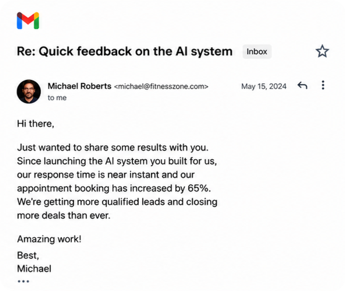 Gmail Client Feedback Screenshot